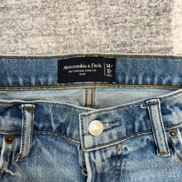 Abercrombie & Fitch Jeans Mens 34x30 Blue A&F Vintage Stretch Slim Denim Casual - Picture 3 of 11